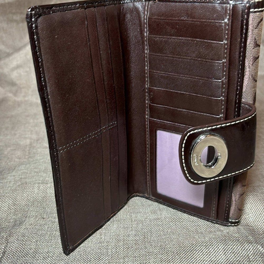 Vintage COACH Signature Slim Envelope Credit Card Wallet Chocolate Brown - Picture 8 of 10